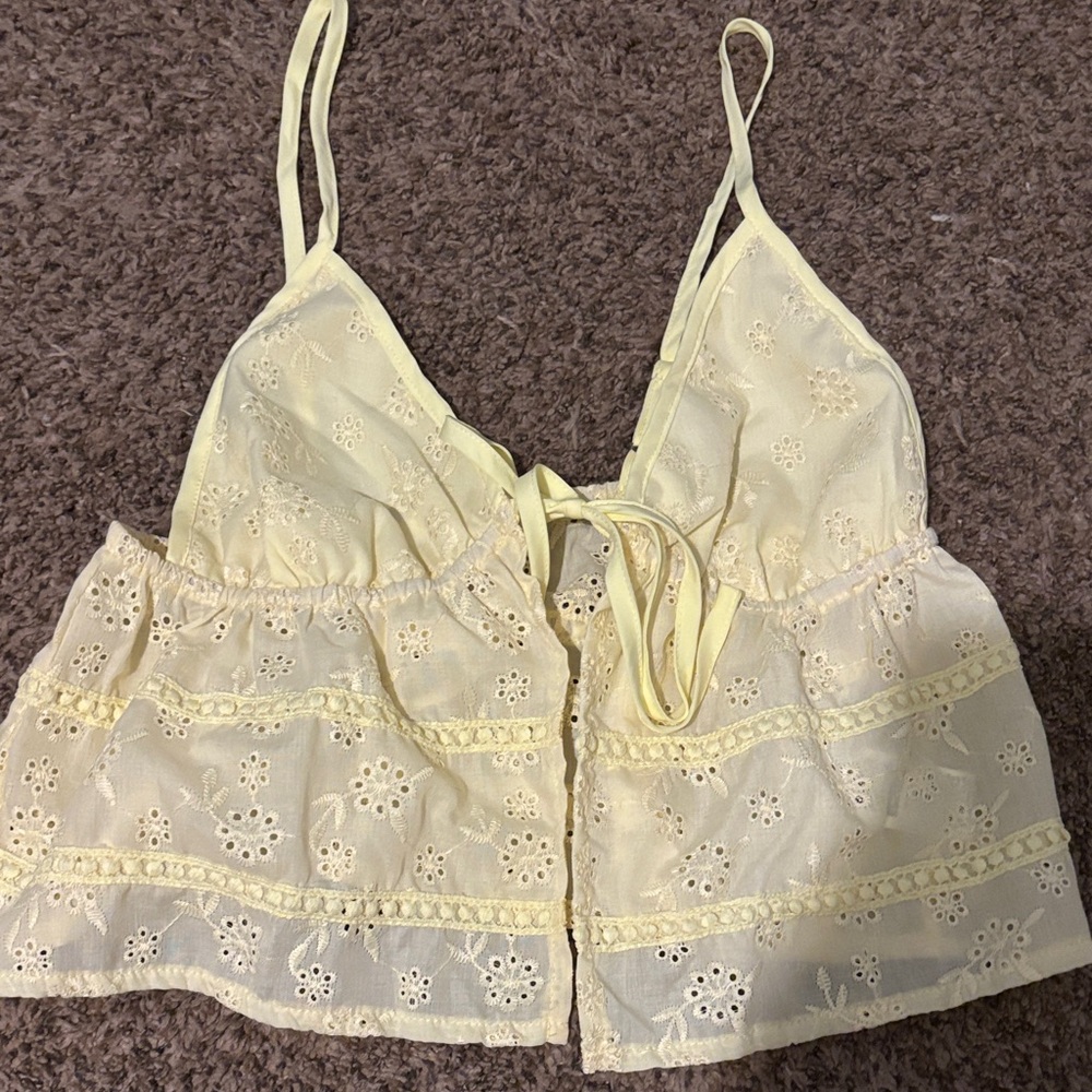 SHEIN Cream Eyelet Lace Top